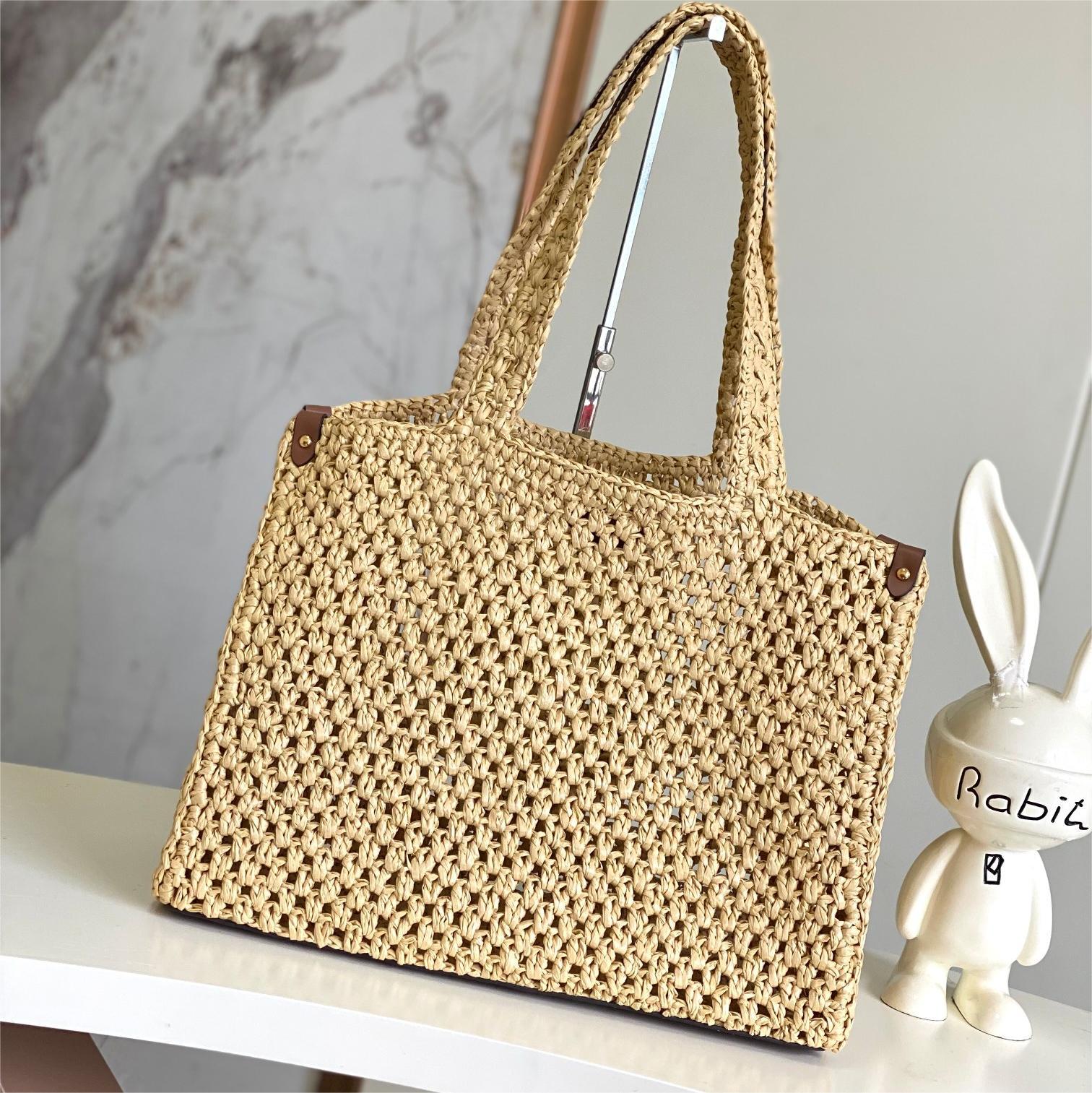 LV-By The Pool Series Lafite Grass Woven Tote Bag