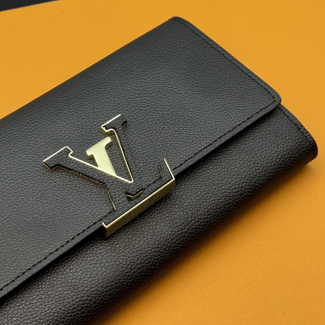 LOUIS VUITTON - LV Capucines Taurillon Leather Capucine Wallet Black