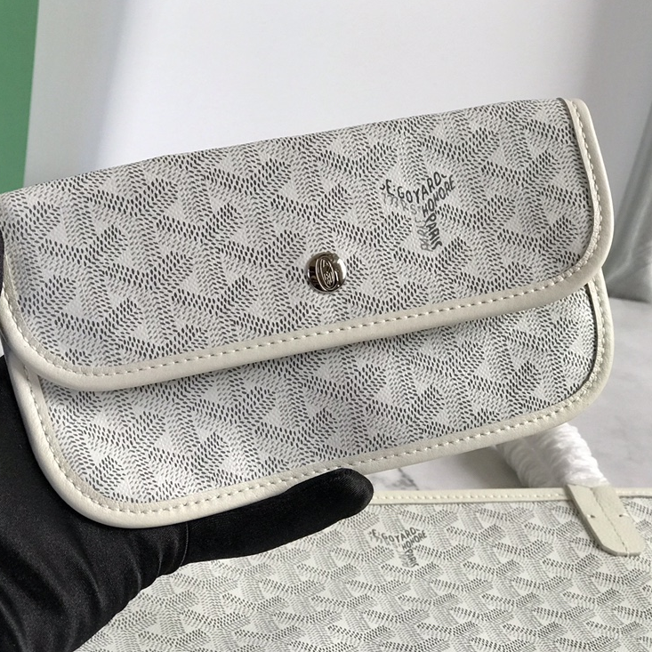 GOYARD- Saint Louis Medium White Canvas Calfskin Tote Bag Shopping Bag Handbag