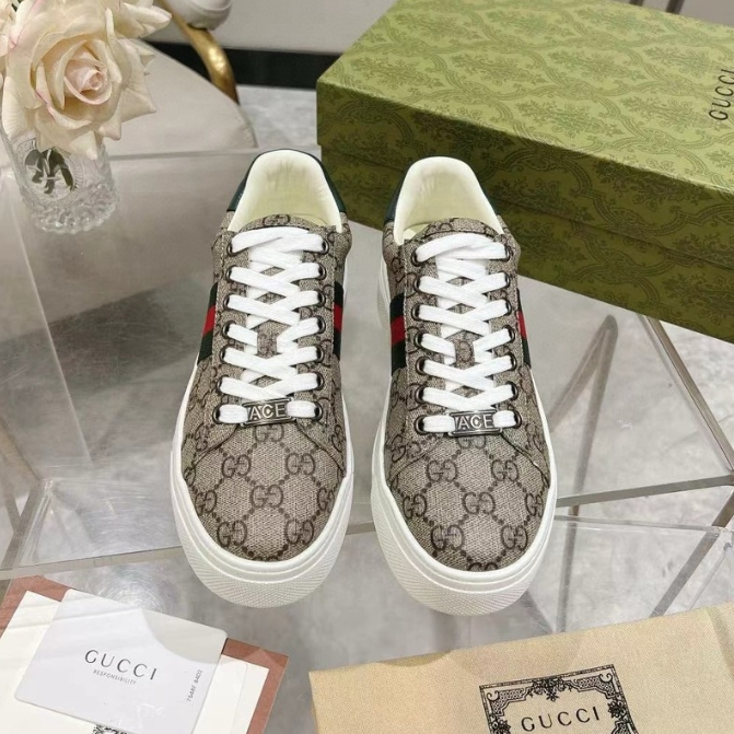 Gucci-Casual Thick Soled White Shoes