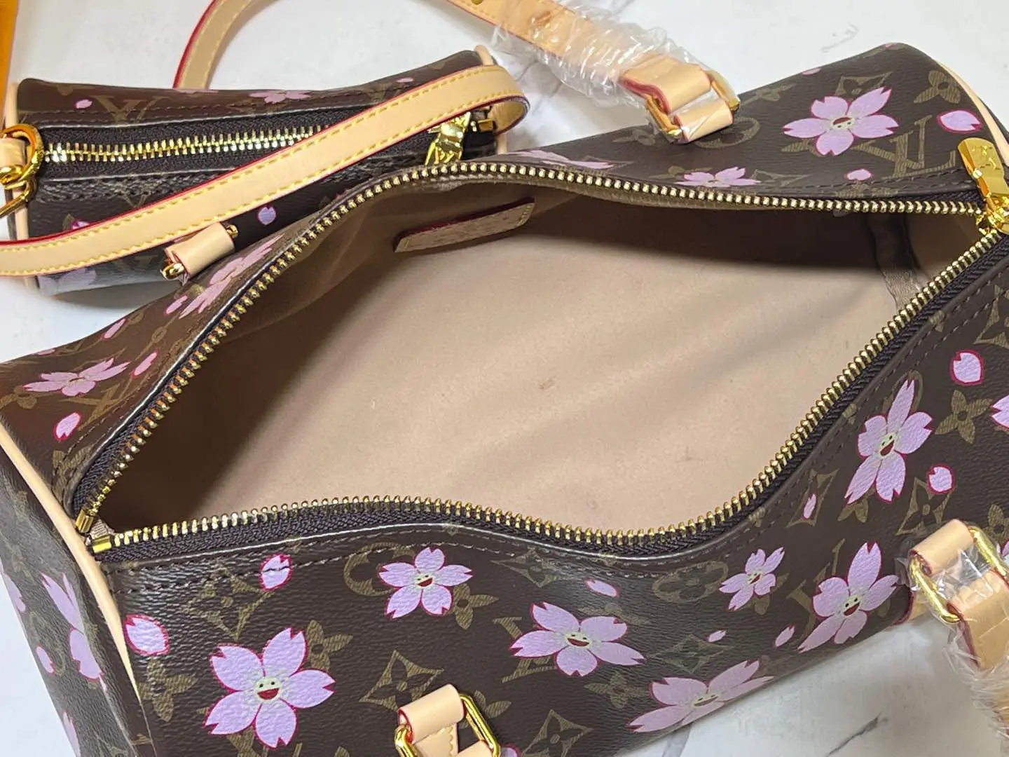 LV x Takashi Murakami cherry blossom papillon handbag