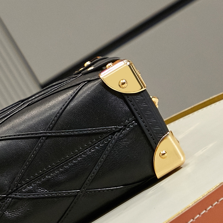 LV - Side trunk PM Black Small Lambskin One Shoulder Crossbody Handbag