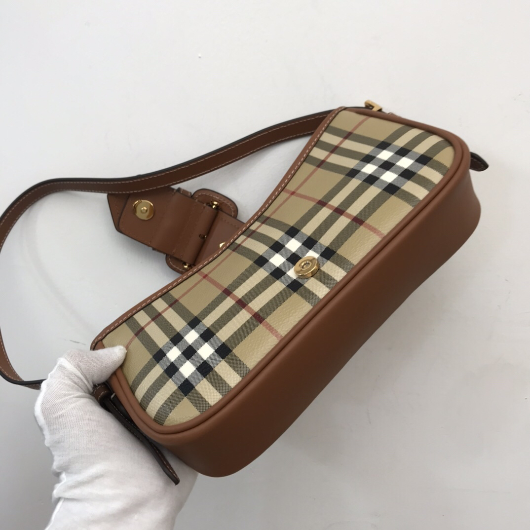 Burberry-Plaid lamb skin crossbody bag