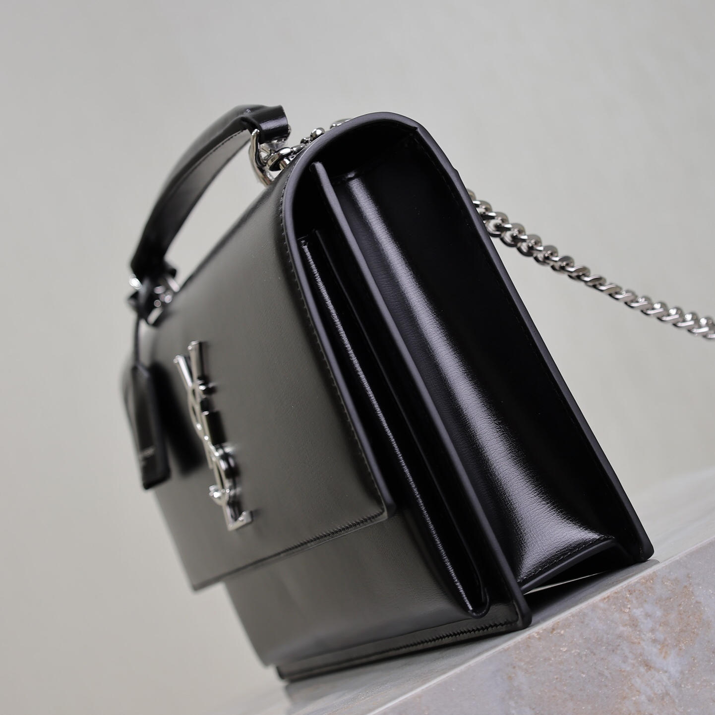 YSL- Sunset Gold Label Leather Top Handle Crossbody Shoulder Bag