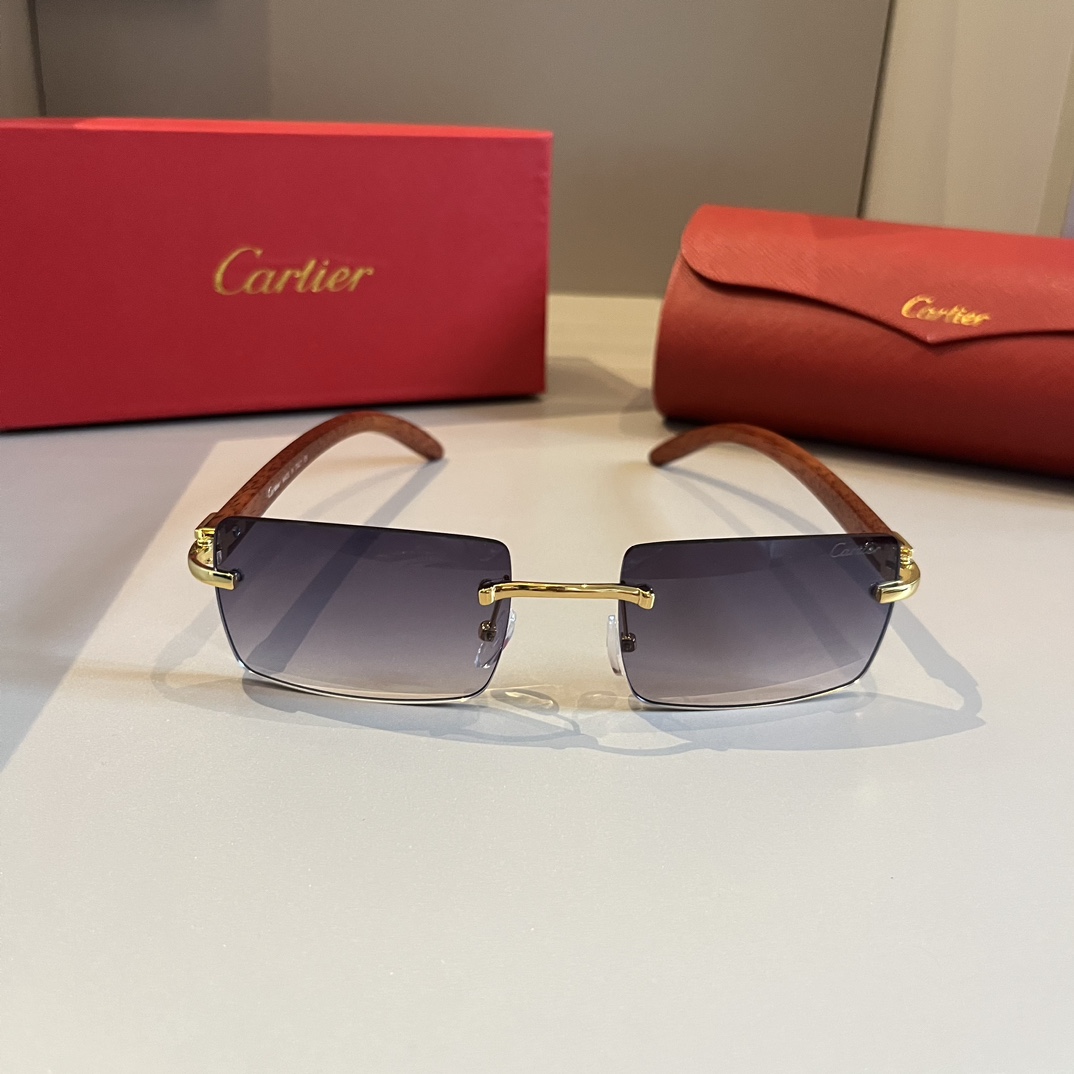 Cartier-2024 new metal frameless sunglasses
