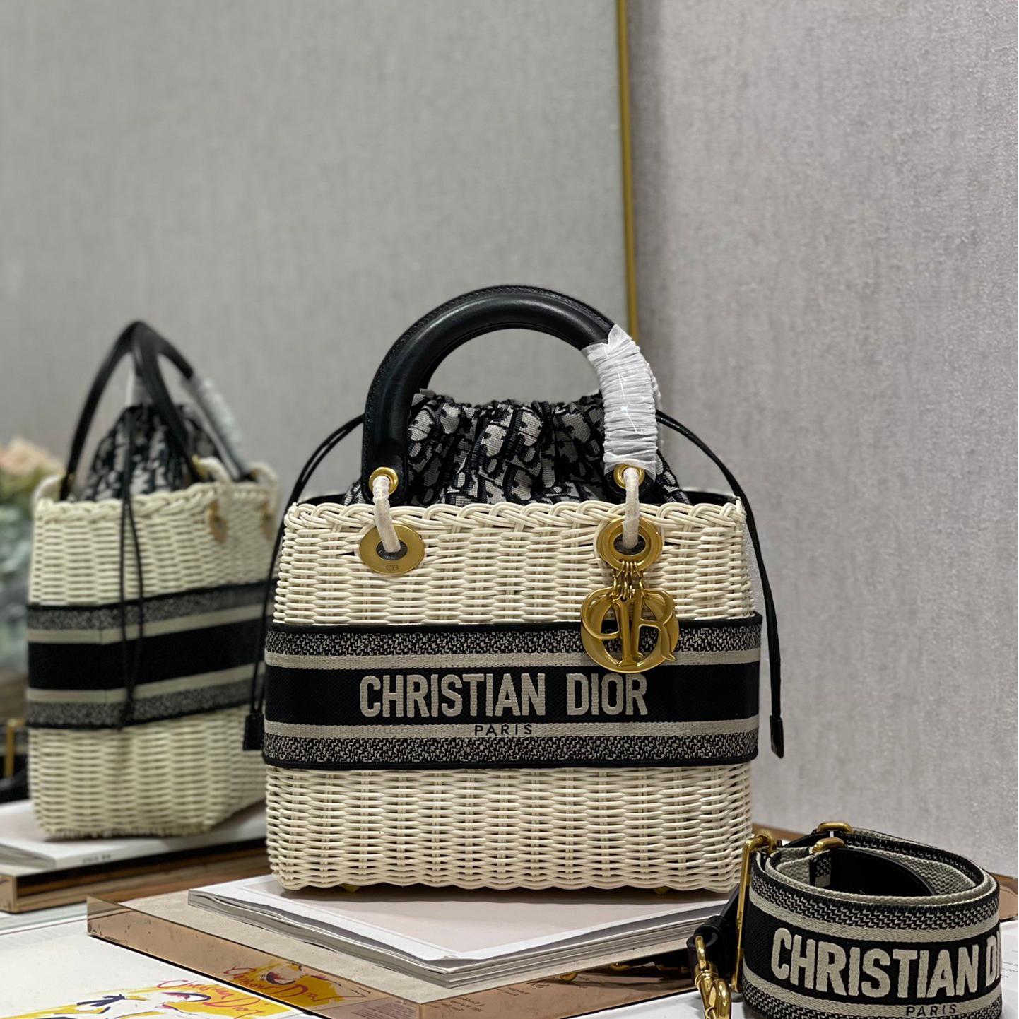 Dior-Wicker Willow bamboo woven large bag