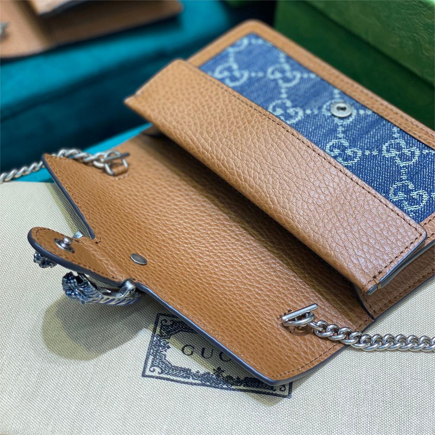 GUCCI-Dionysus Blue Denim Mini chain bag