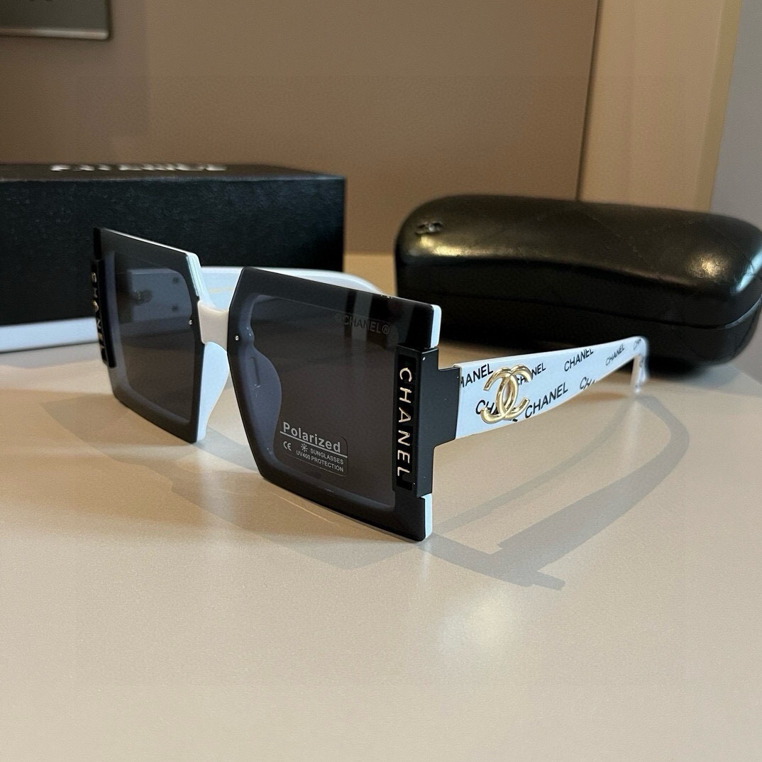 Chanel-Large Box Black and White Sunglasses