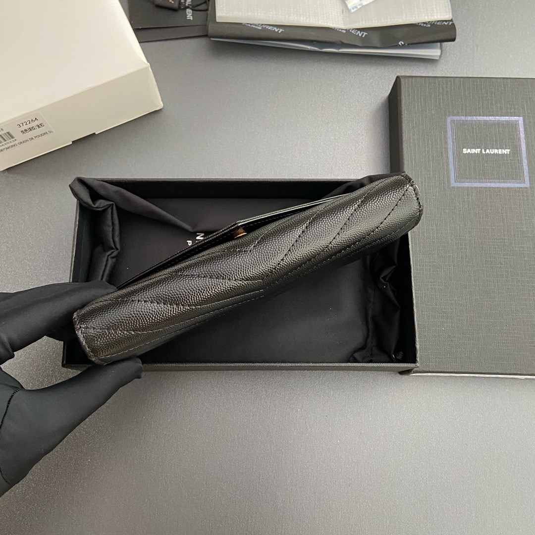 YSL-Matlasse flip top grain embossed leather wallet