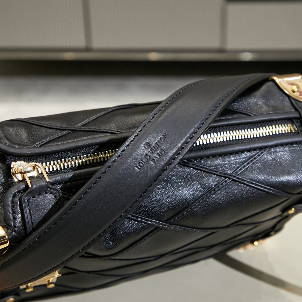 LV - Side trunk PM Black Small Lambskin One Shoulder Crossbody Handbag