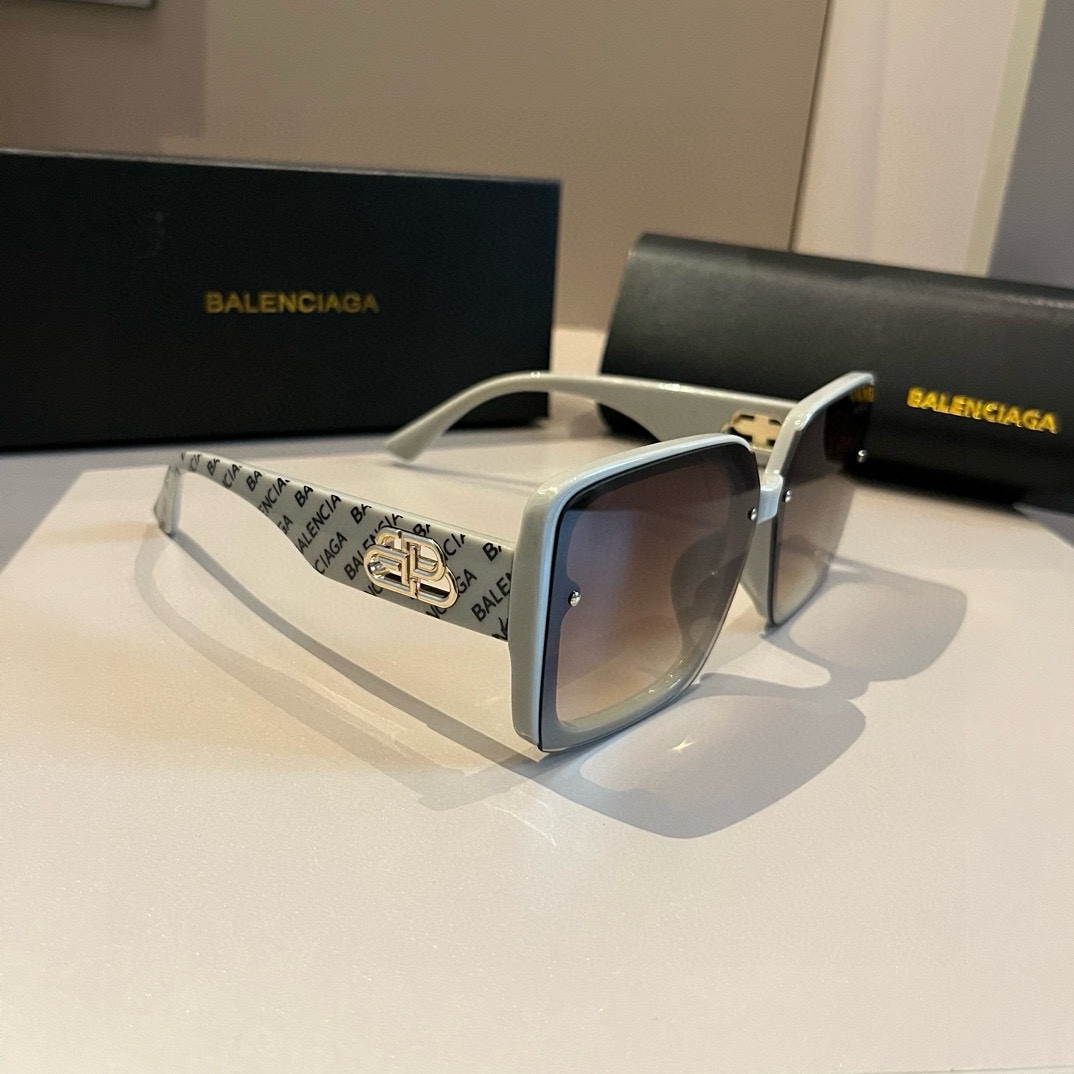 Balenciaga-Retro Flat Frame Leaf Shaped Celebrity Same Style Sunglasses