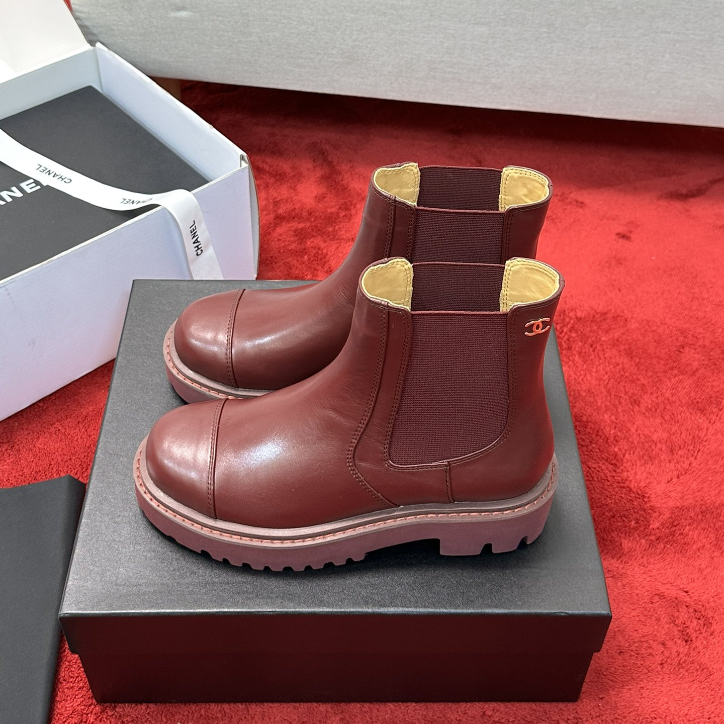 Chanel - Lambskin Platform Ankle Boots