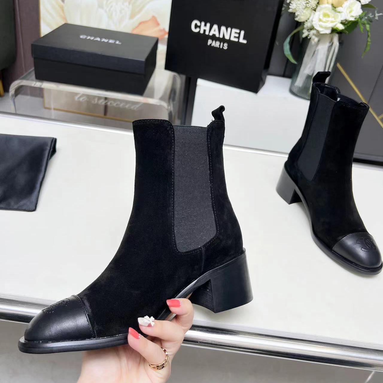Chanel-new elastic long and short Shoes