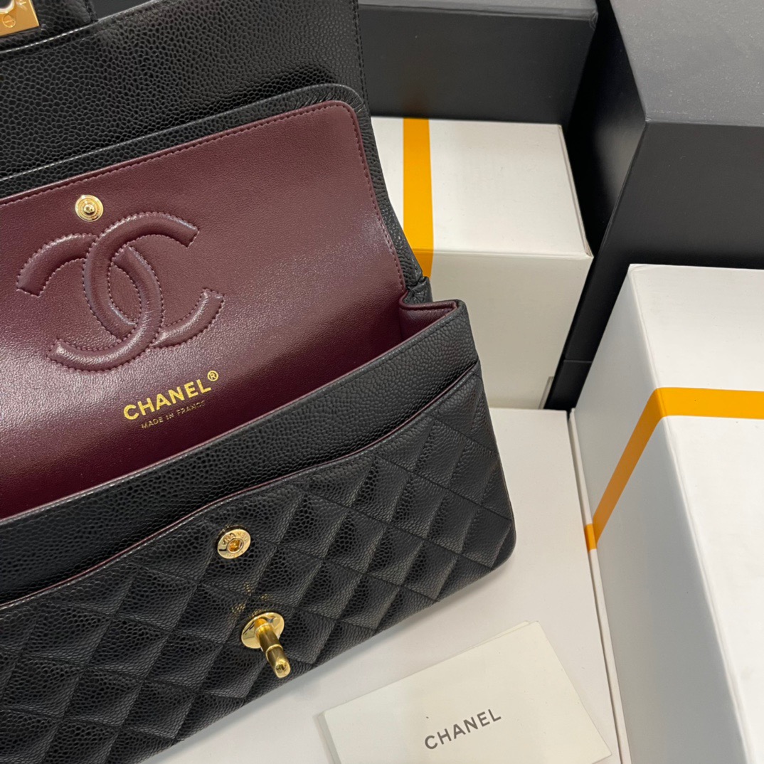 Chanel-Classic Caviar Leather Flip Bag