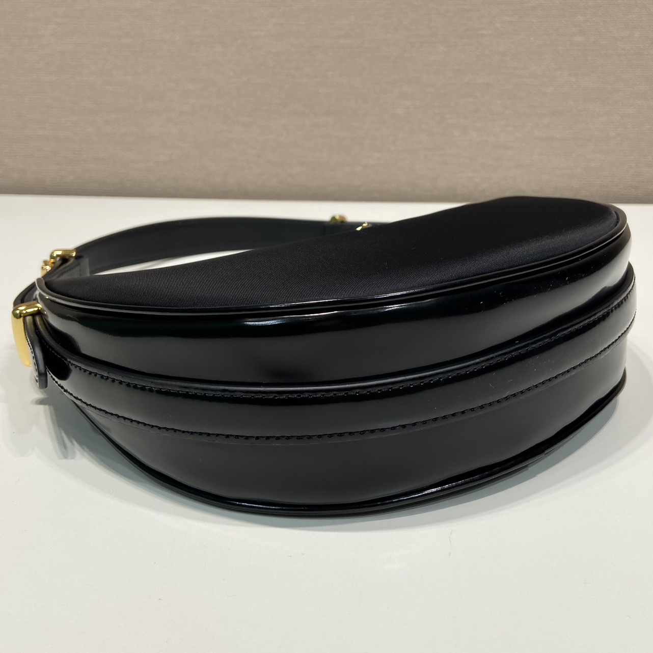 PRADA- Leather Underarm Handle Shoulder Moon Bag