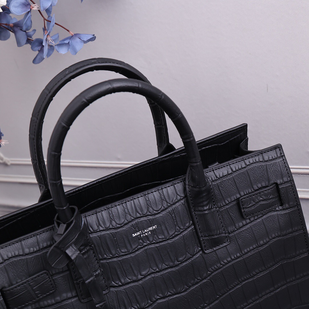 YSL-Crocodile patterned cowhide