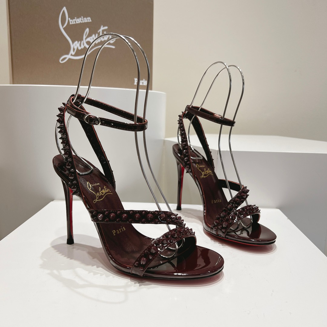 Christian Louboutin-Diagonal studded high-heeled sandals