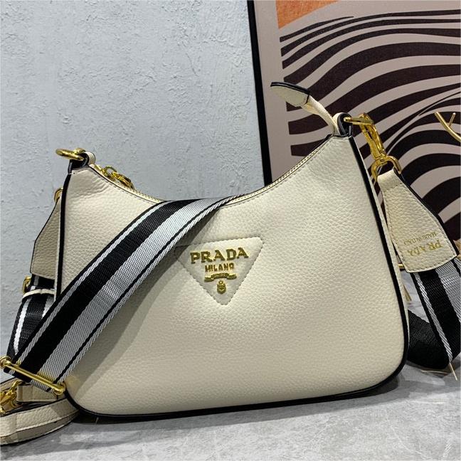 Prada-Imported first layer coarse lychee grain cowhide