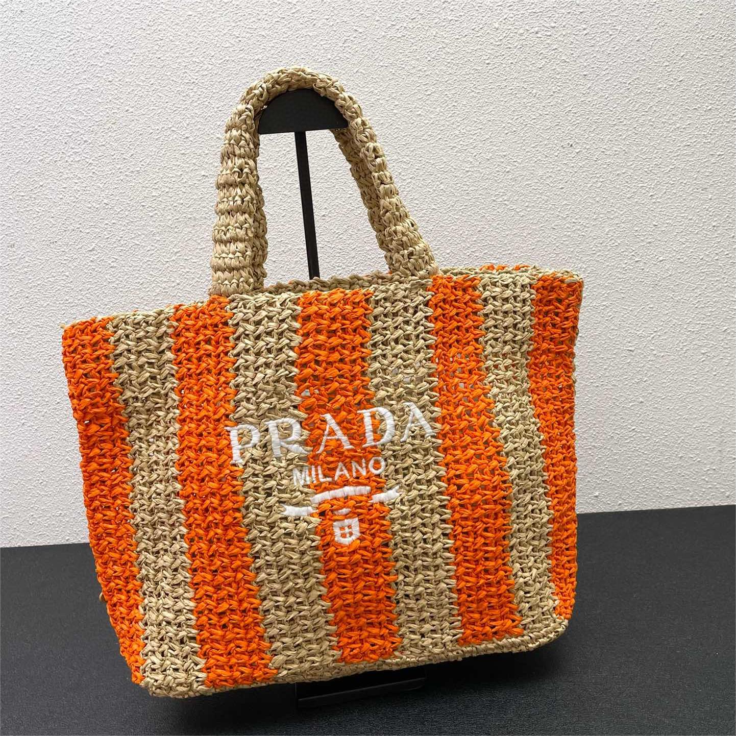 Prada-Hollow Lafite Grass Weaving Tote