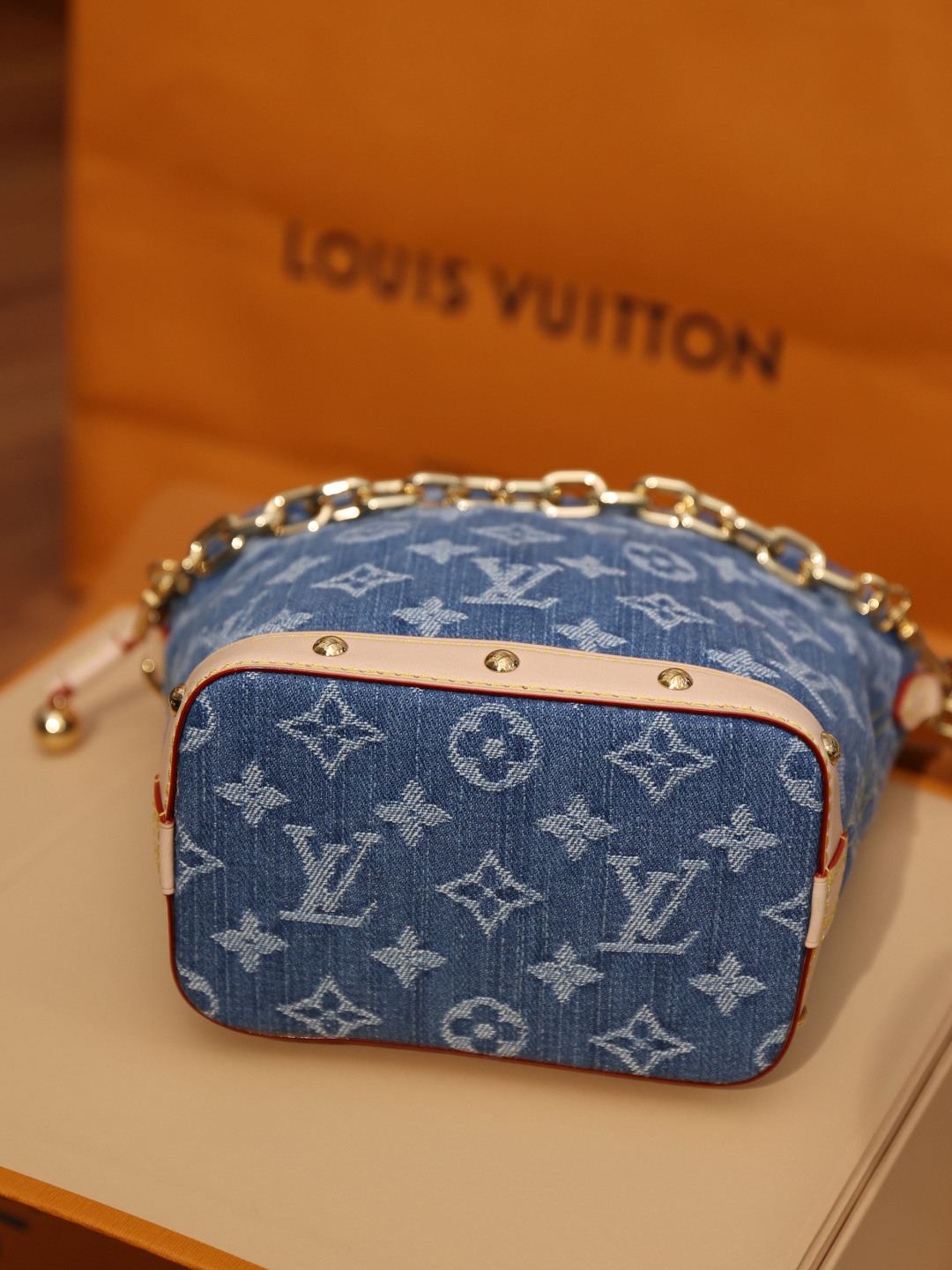 LOUIS VUITTON Nano Noé Bucket Bag Crossbody Shoulder Bag Blue