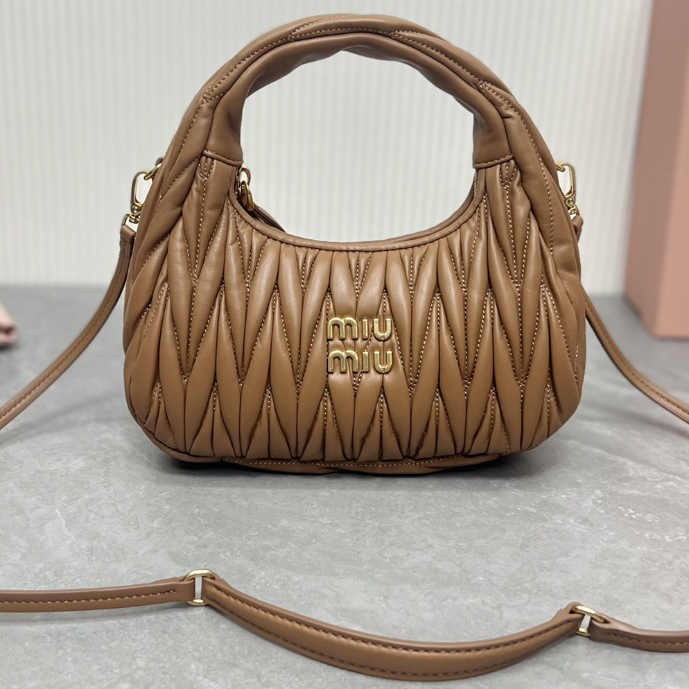 MIU MIU- Miuwander Metal Lettering Leather Women's Shoulder Crossbody Handbag