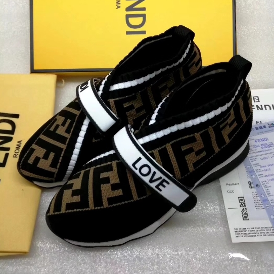 Fendi-Elastic Jacquard Cowhide Casual Shoes