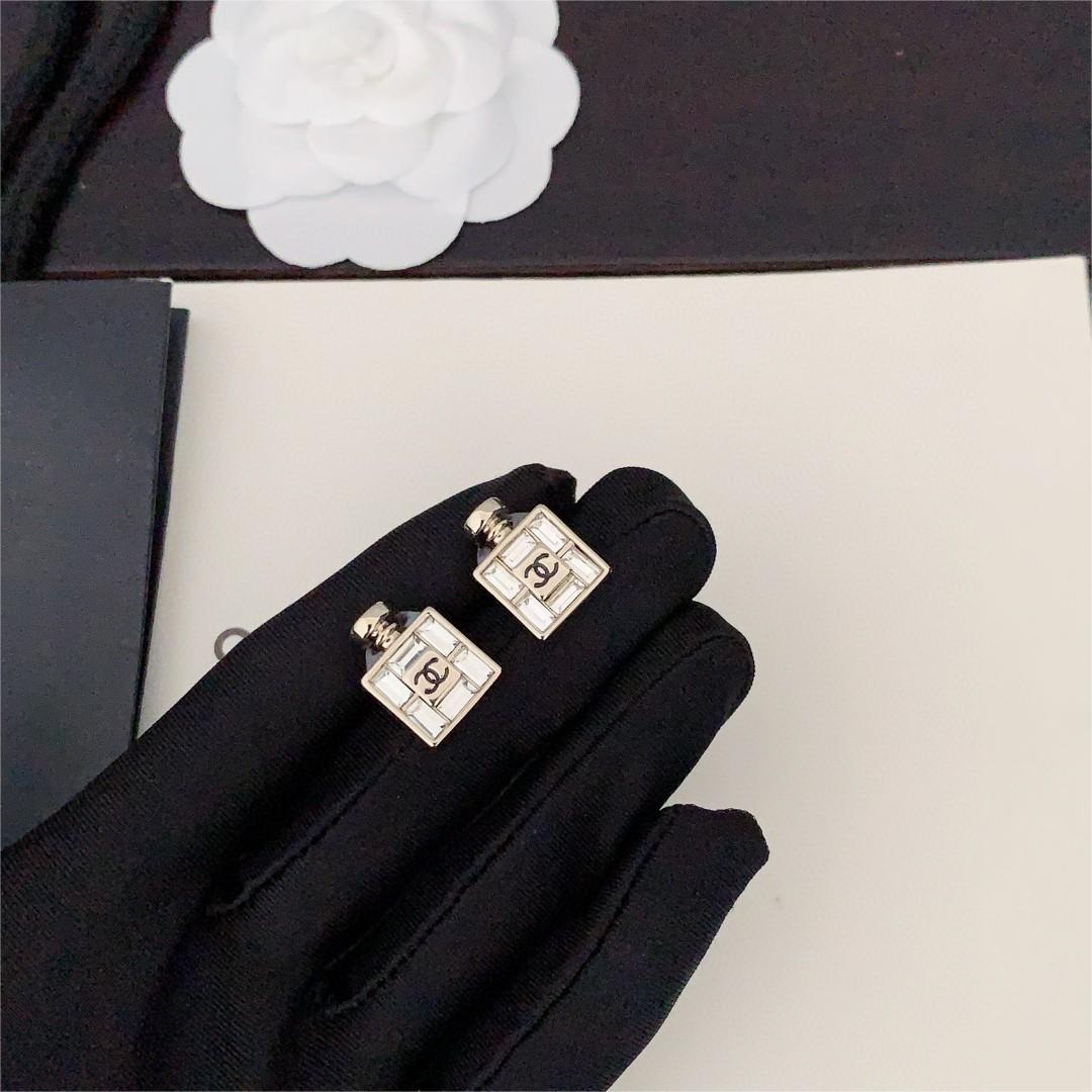 Chanel-Square diamond perfume bottle earrings
