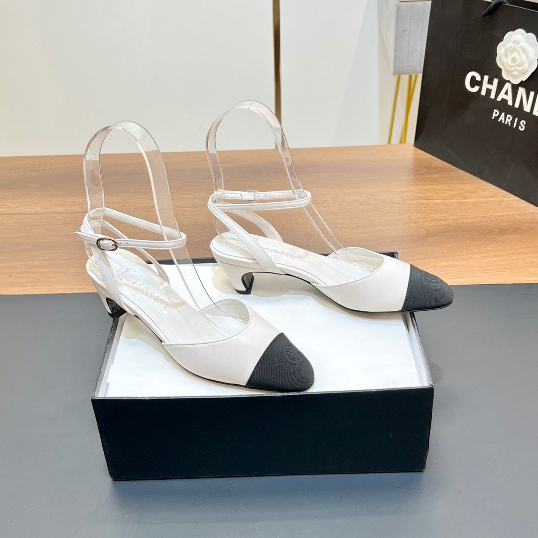 Chanel-Coarse heel back empty sandals, single shoe