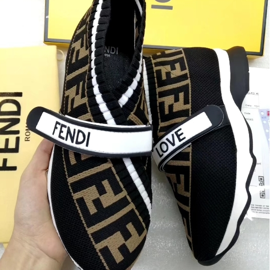 Fendi-Elastic Jacquard Cowhide Casual Shoes