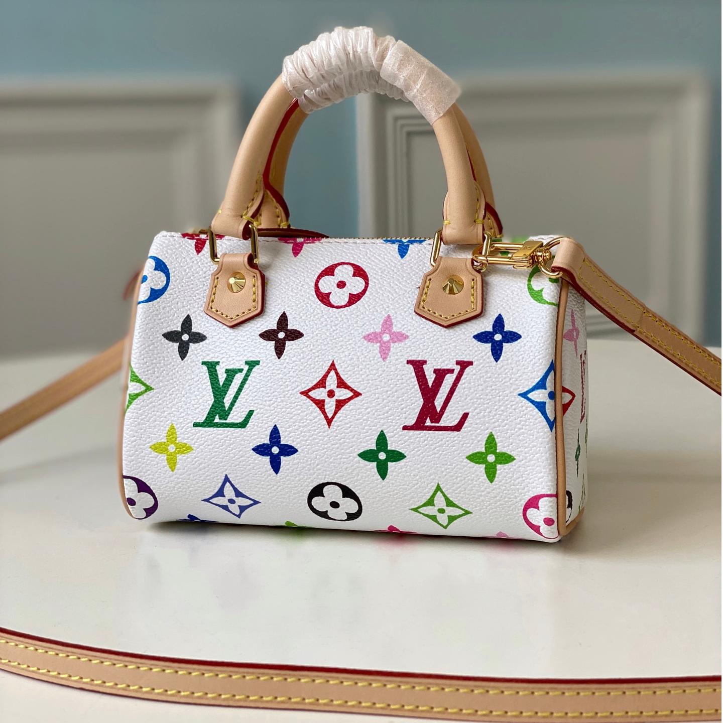 LV-White tri color mini speedyhl nano bag