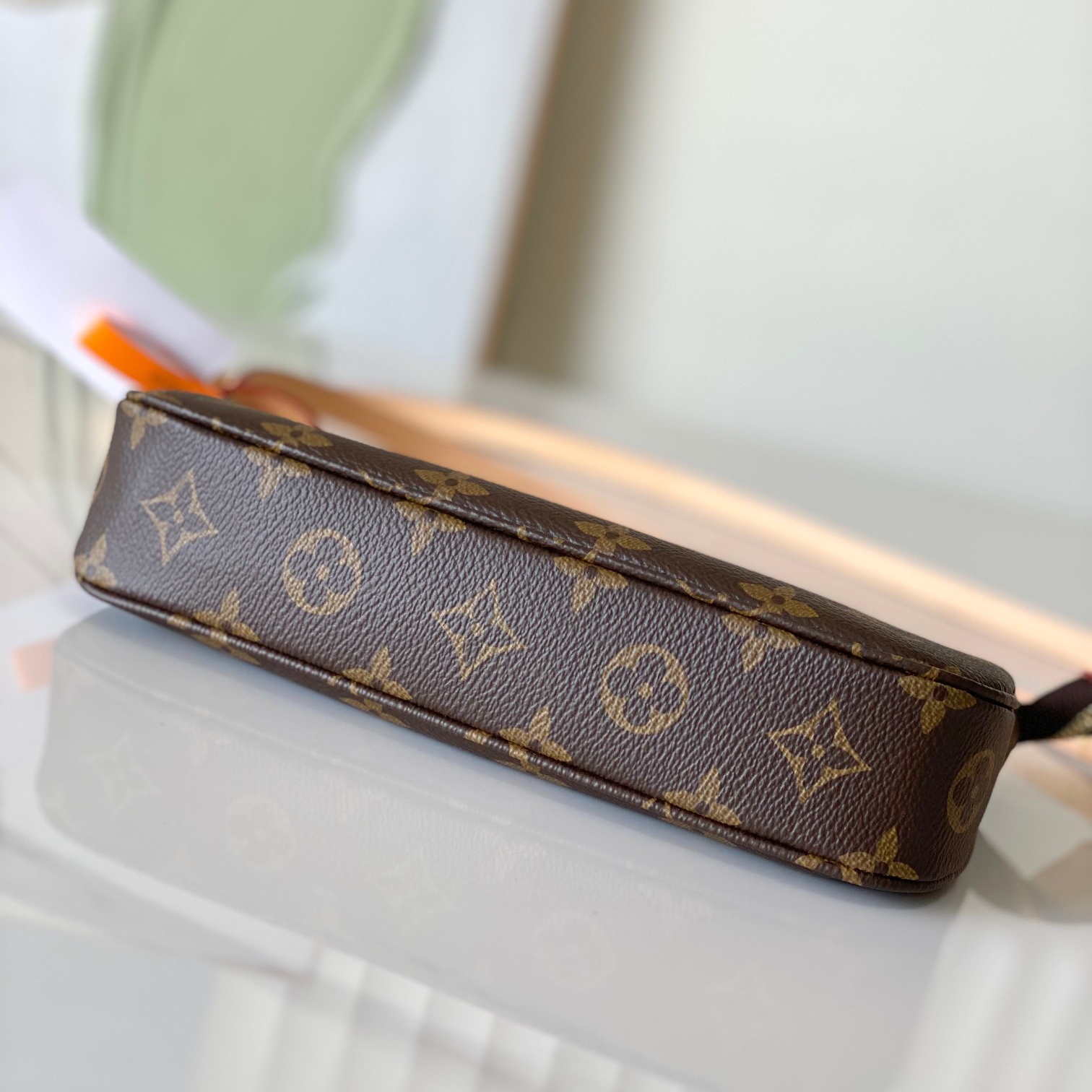 LV - Pochette Accessories Brown Canvas Cowhide Leather Handbag