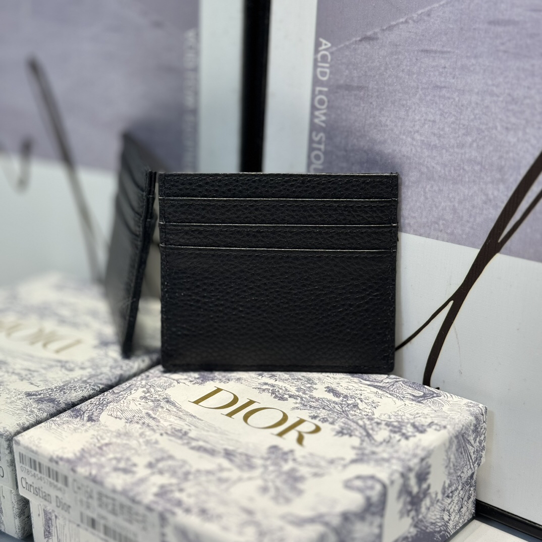 Dior-Black grain cowhide saddle clip