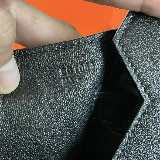 Hermes-Evergain Leather Black Silver Button Rock Bag