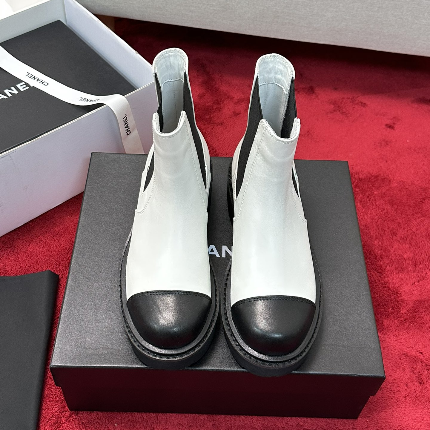 Chanel - Lambskin Platform Ankle Boots