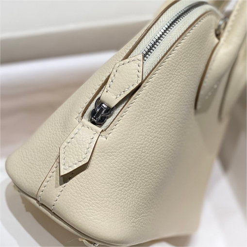 Hermes-Mini Bowling Milk Shake Silver Buckle Compact and Lightweight bag