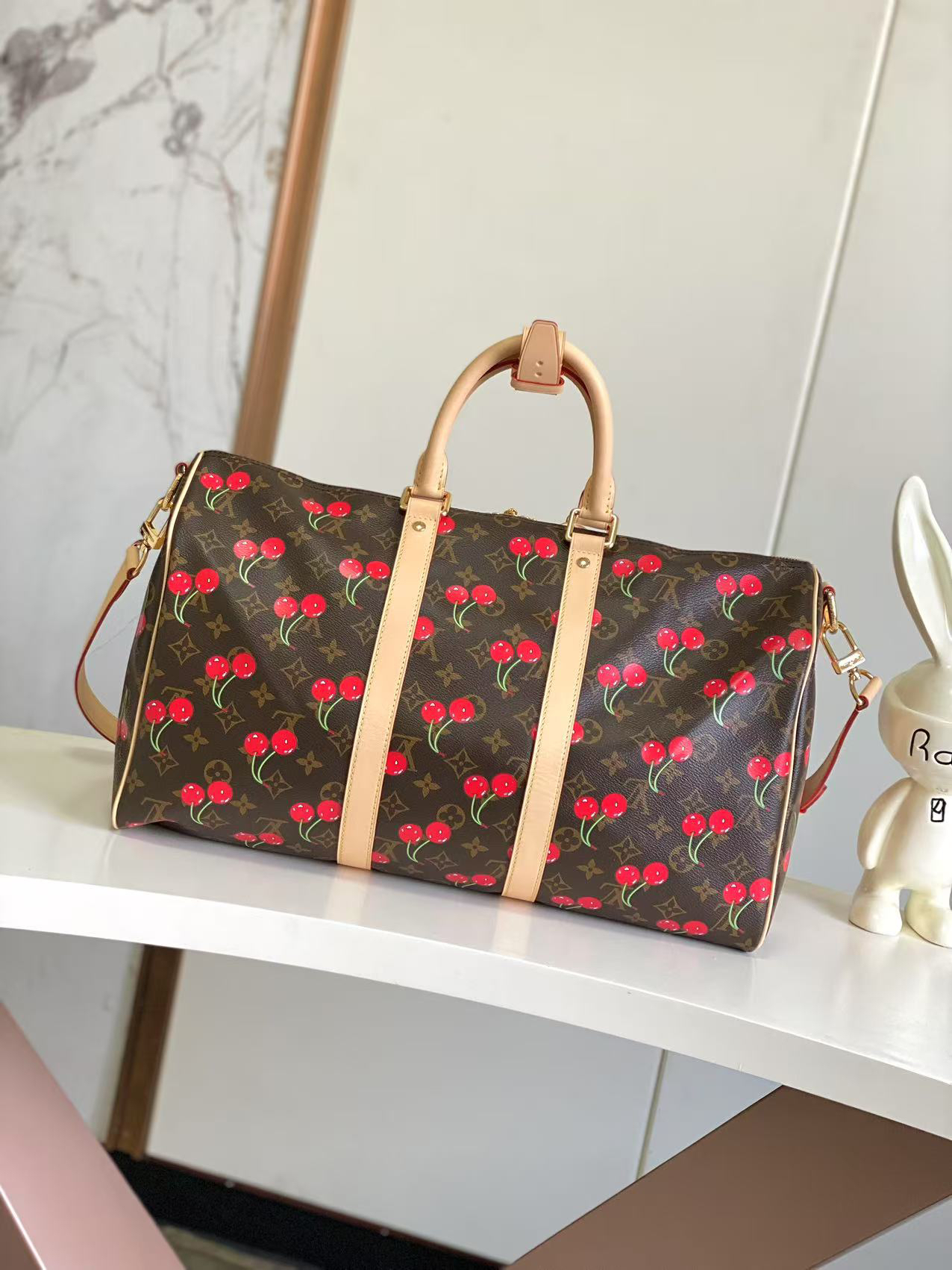 Louis Vuitton X Takashi Murakami Speedy Bag Cherry Brown Monogram Gold Hardware