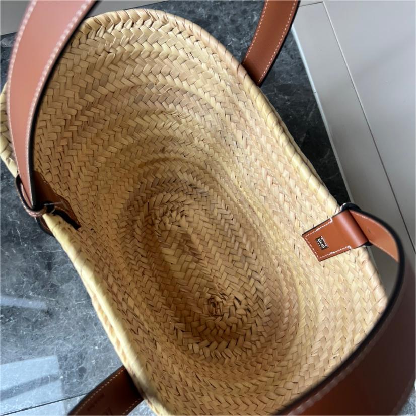 LOEWE-Palm leaf and cowhide leather Basket handbag