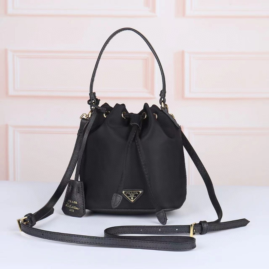 Prada-Imported waterproof fabric bucket bag
