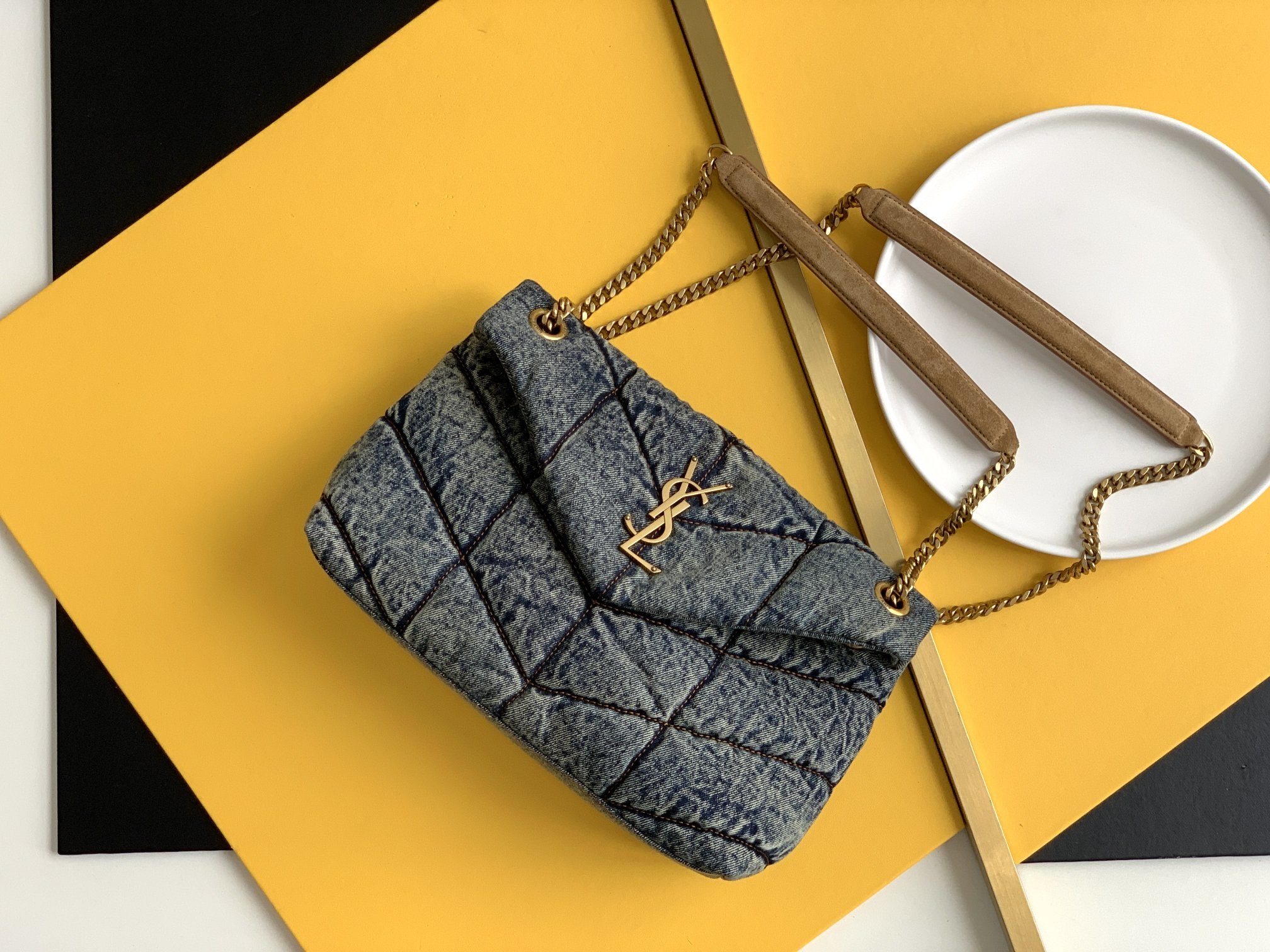 YSL - Puffer - Blue Gray Cloud Bag Pillow Bag Crossbody Shoulder Bag