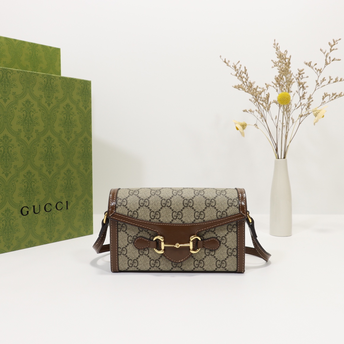 GUCCI-GG Horsebit 1955 Horizontal Saddle Bag