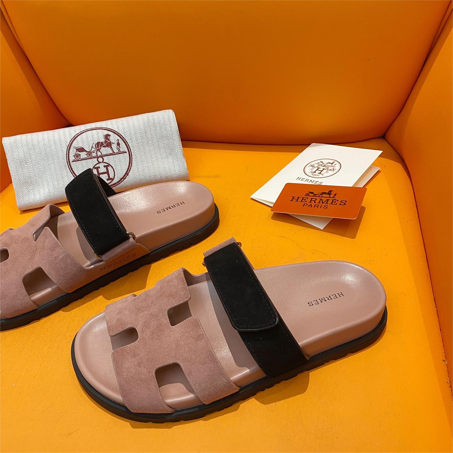 Hermers-H shaped Velcro Flat Sandals