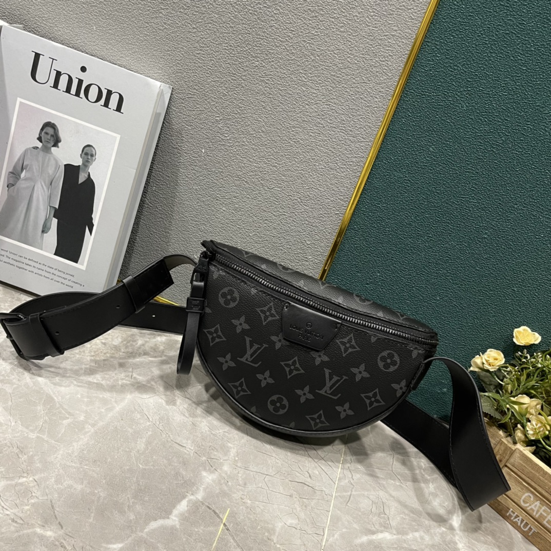 LV-Coated Canvas Half Moon Bag