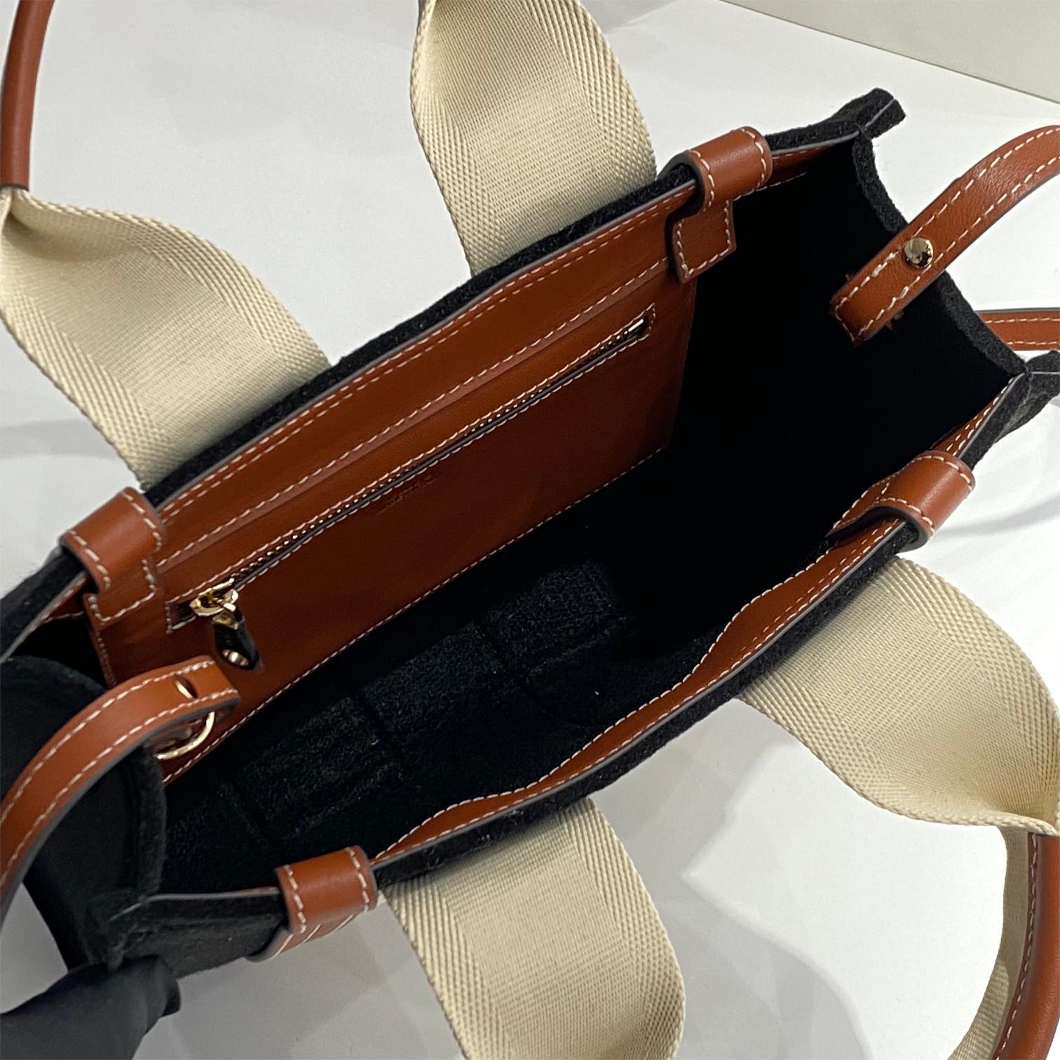 Chloe Woody-Wool Felt Black Tote Bag