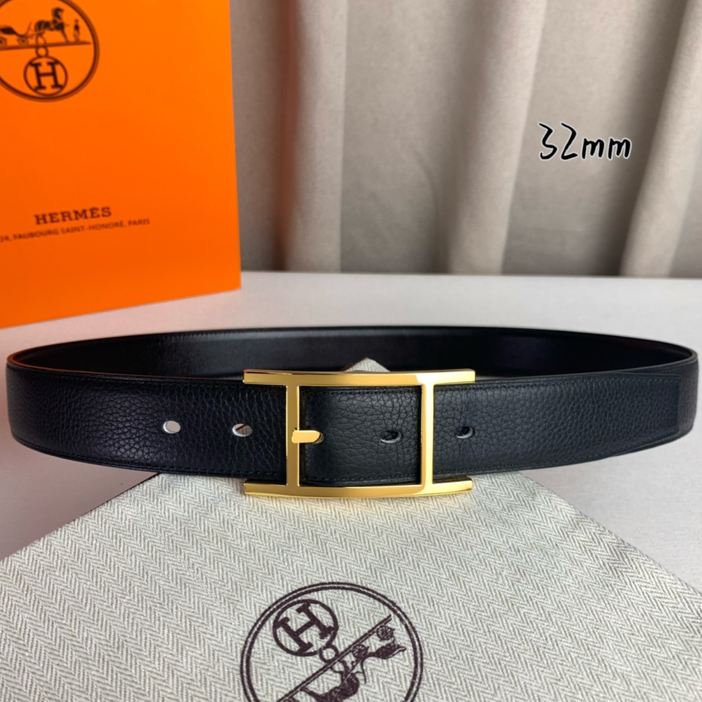 Hermes-Black Cowhide Belt