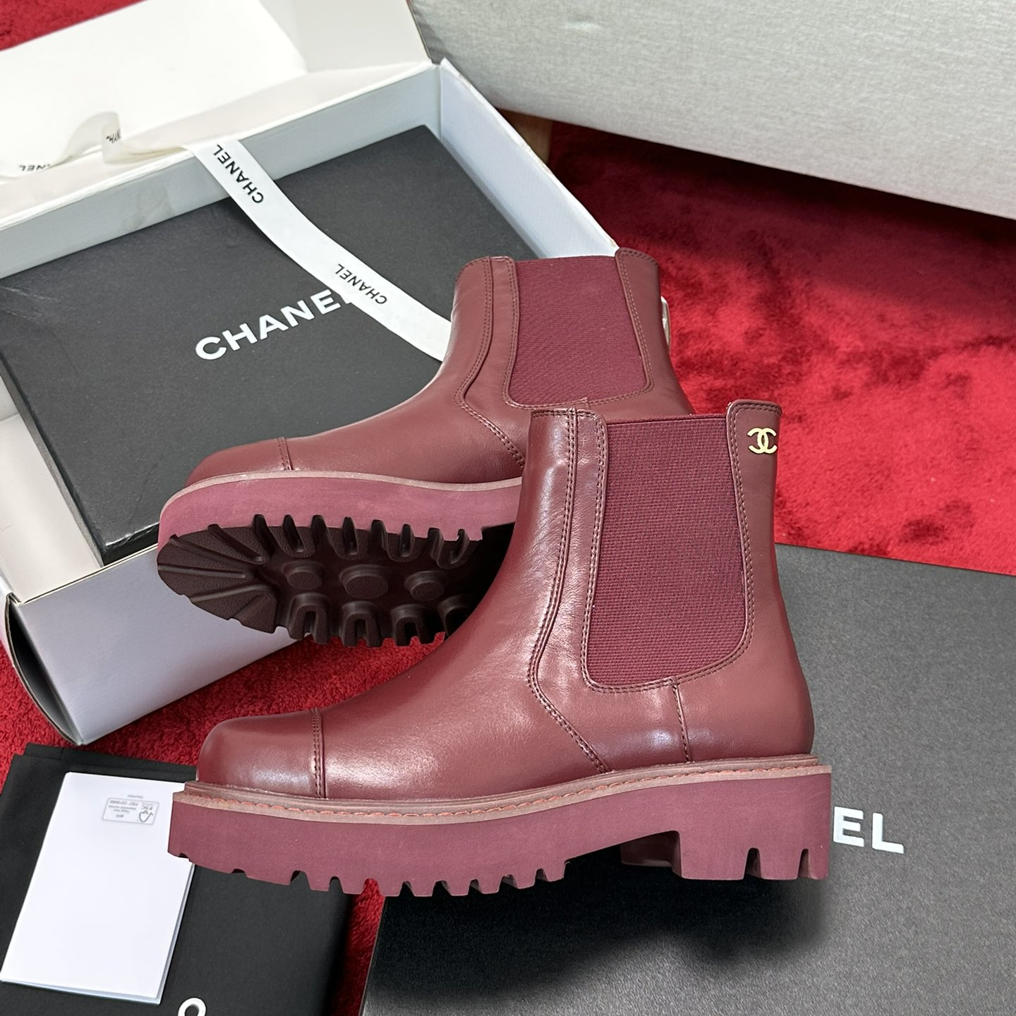Chanel - Lambskin Platform Ankle Boots