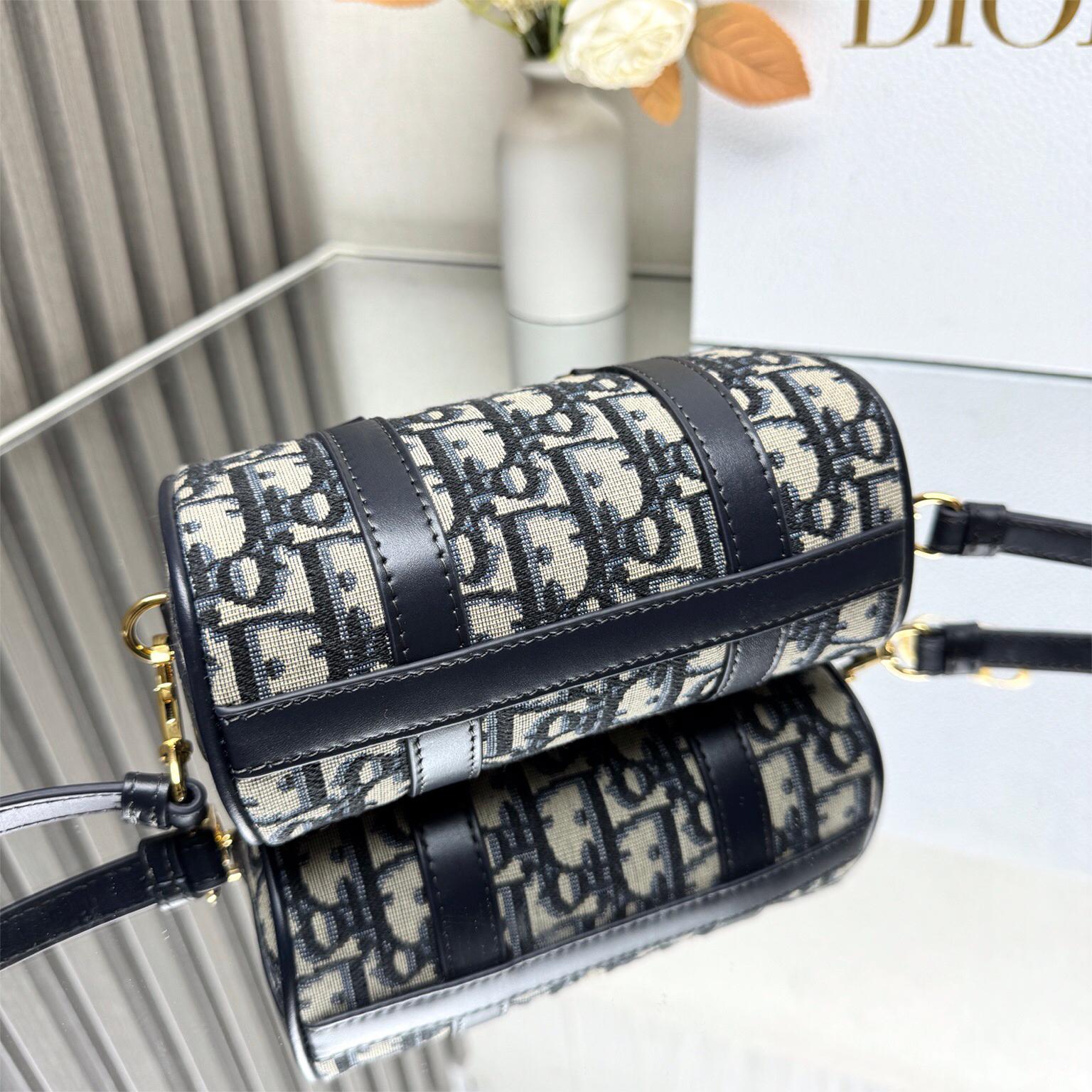 Dior-Groove 16 Mini Handbag with Blue Oblique Print