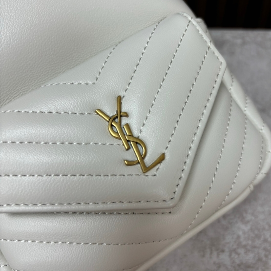 YSL-Sheepskin Platinum Mini Bucket Bag