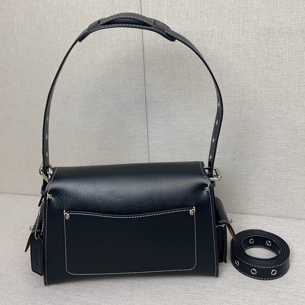 COACH - CargoSoft Tabby 26 Silver Metal Micro Logo Leather Underarm Shoulder Tote