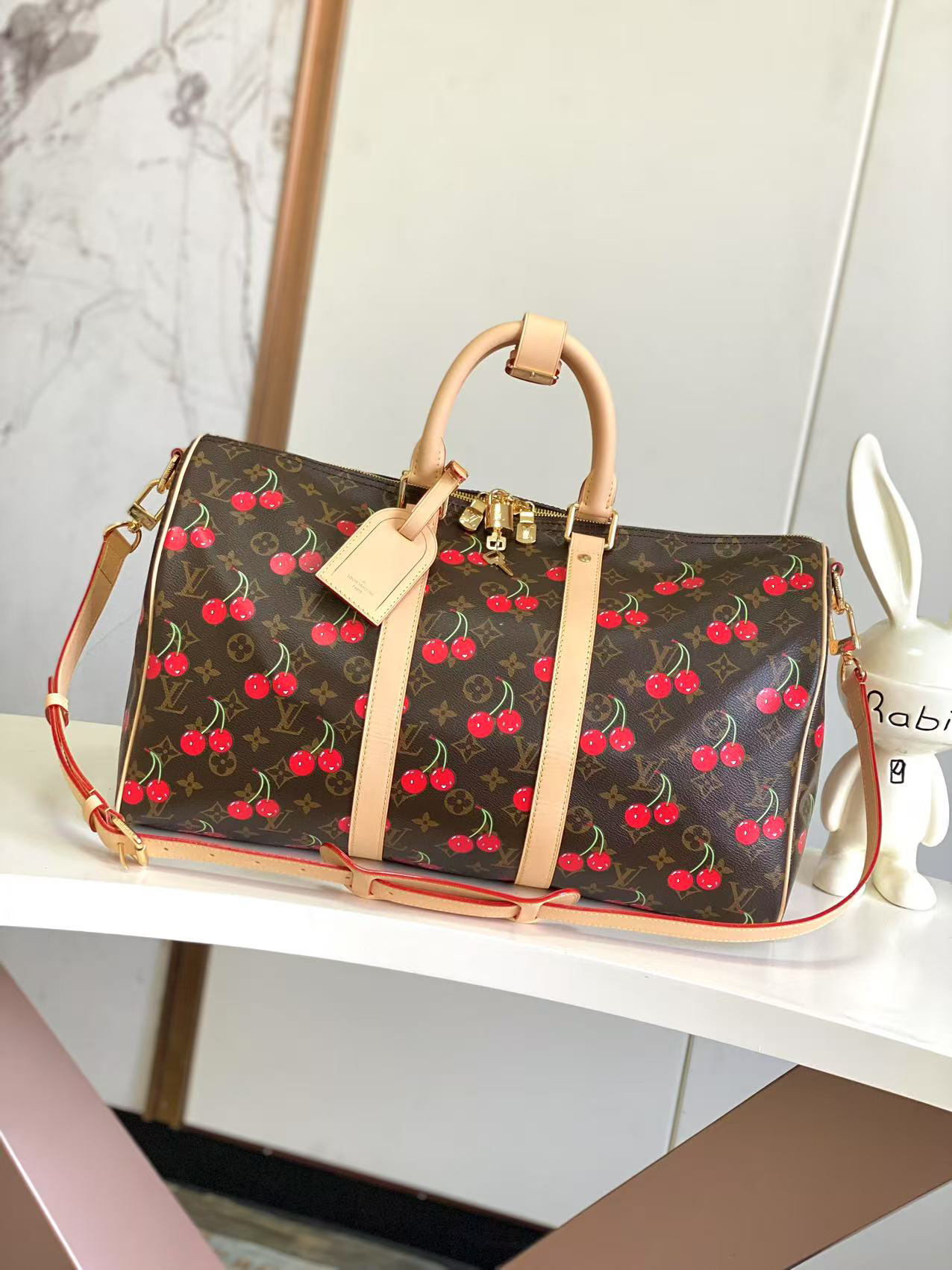 Louis Vuitton X Takashi Murakami Speedy Bag Cherry Brown Monogram Gold Hardware