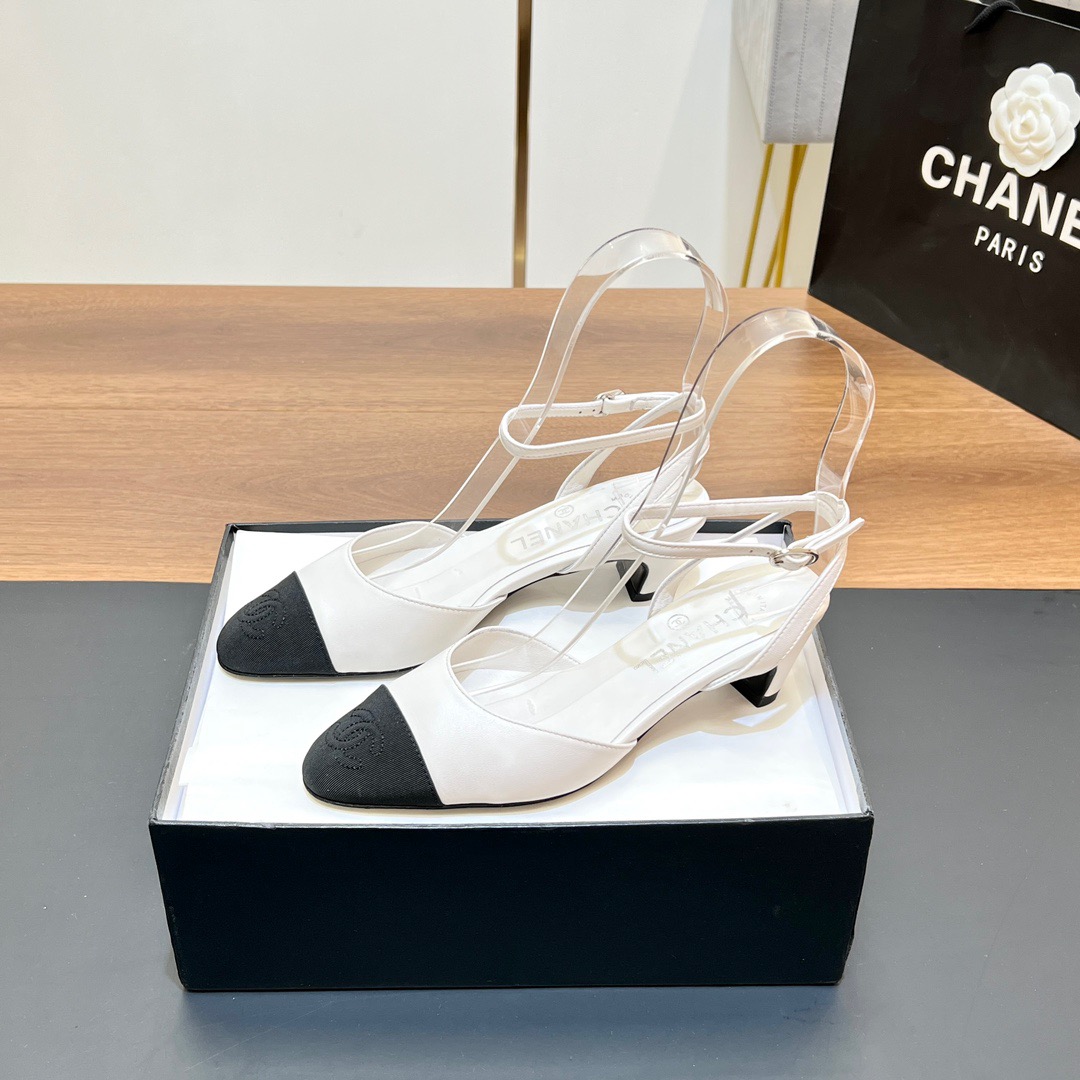 Chanel-Coarse heel back empty sandals, single shoe